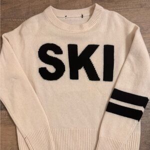 360 Cashmere Cream and Black Turtleneck Sweater